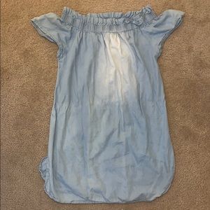 stone washed off the shoulder dress
